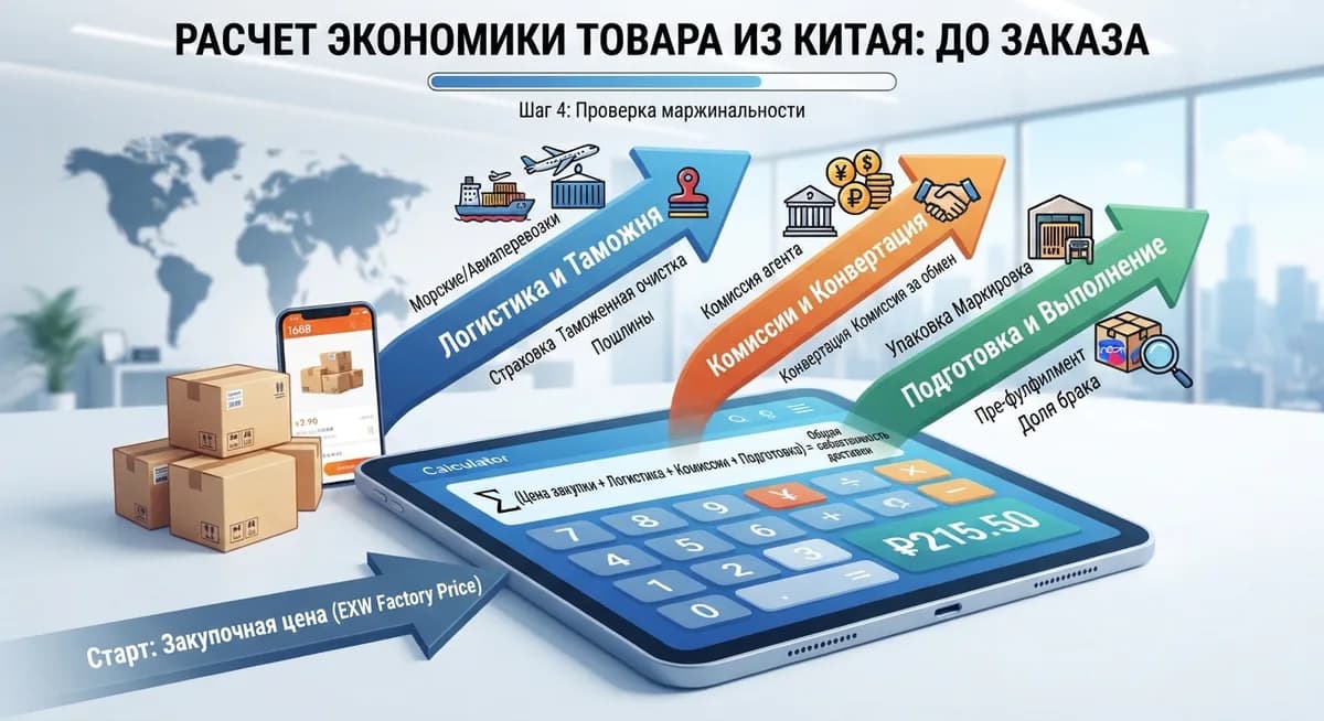 Схема: из чего складывается себестоимость единицы товара из Китая